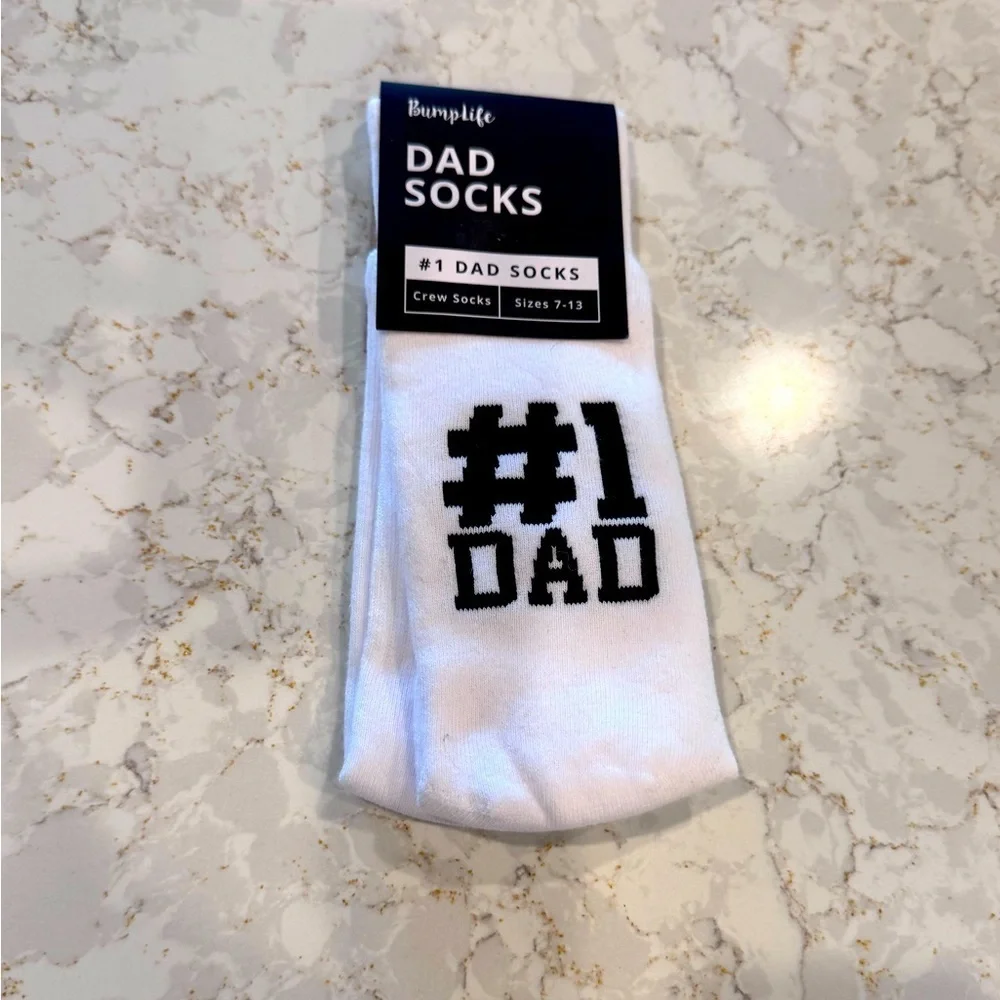 NWT- Men's Bumplife #1 Dad Socks, Sizes 7-13, Color White